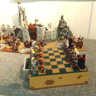 Lego Schachspiel -- Schachspiel in der Lego Ausstellung im Kloster Bad Schussenried in Baden Würtemberg.
