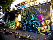 Wortspielplatz 2012 - Graffiti Wand beim Wortspielplatz 2012 - fünf Jahre Hip Hop Workshops, Streetball &amp; Live-Rap for Free als Öffentliche Veranstaltung.
(klick für Vollbild)